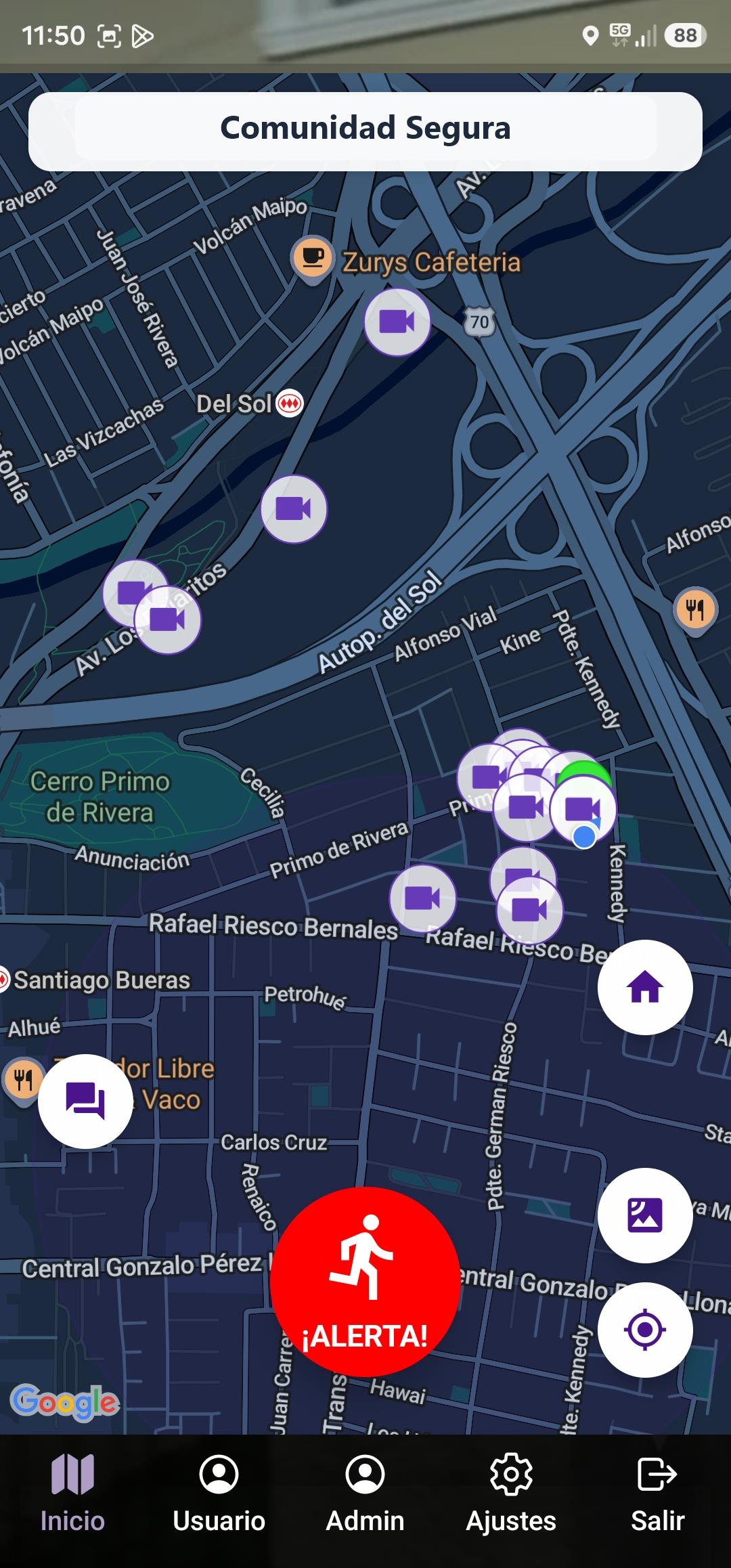 SiminSafe App Pantalla Comunidad Segura
